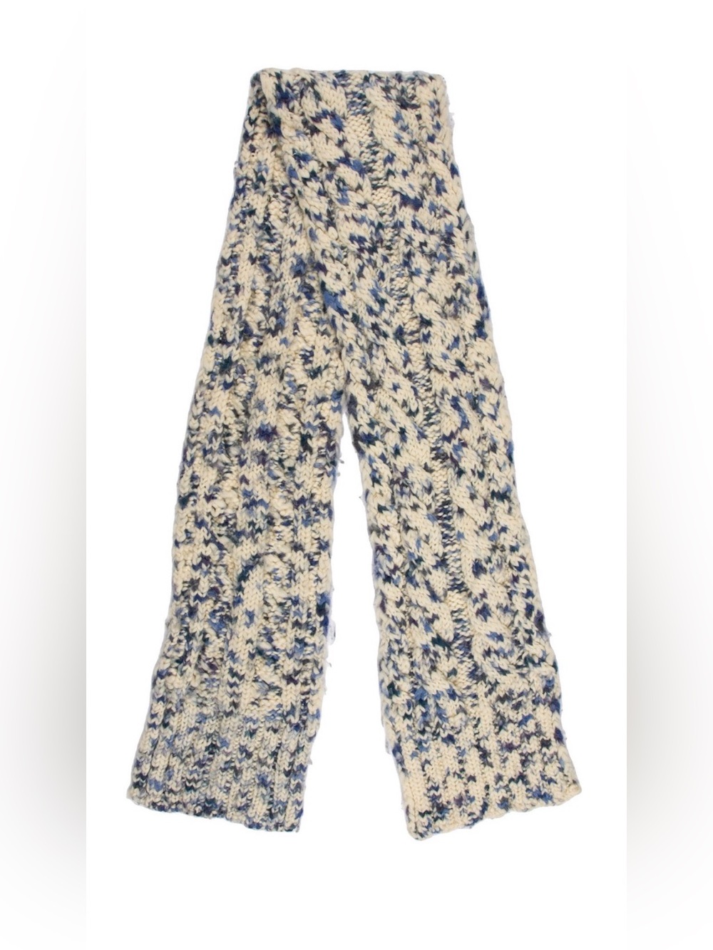 A.P.C. Ivory Blue Cable Knit 100% Wool Scarf
